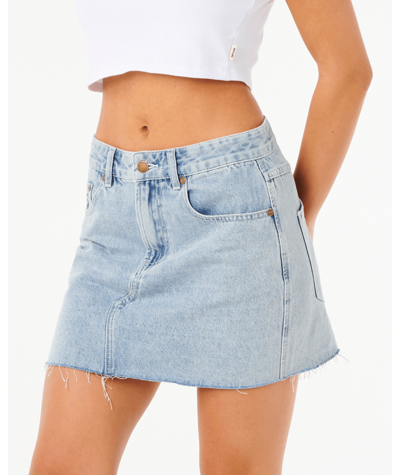 Rip Curl Tabby Denim Mini Skirt in VINTAGE BLUE