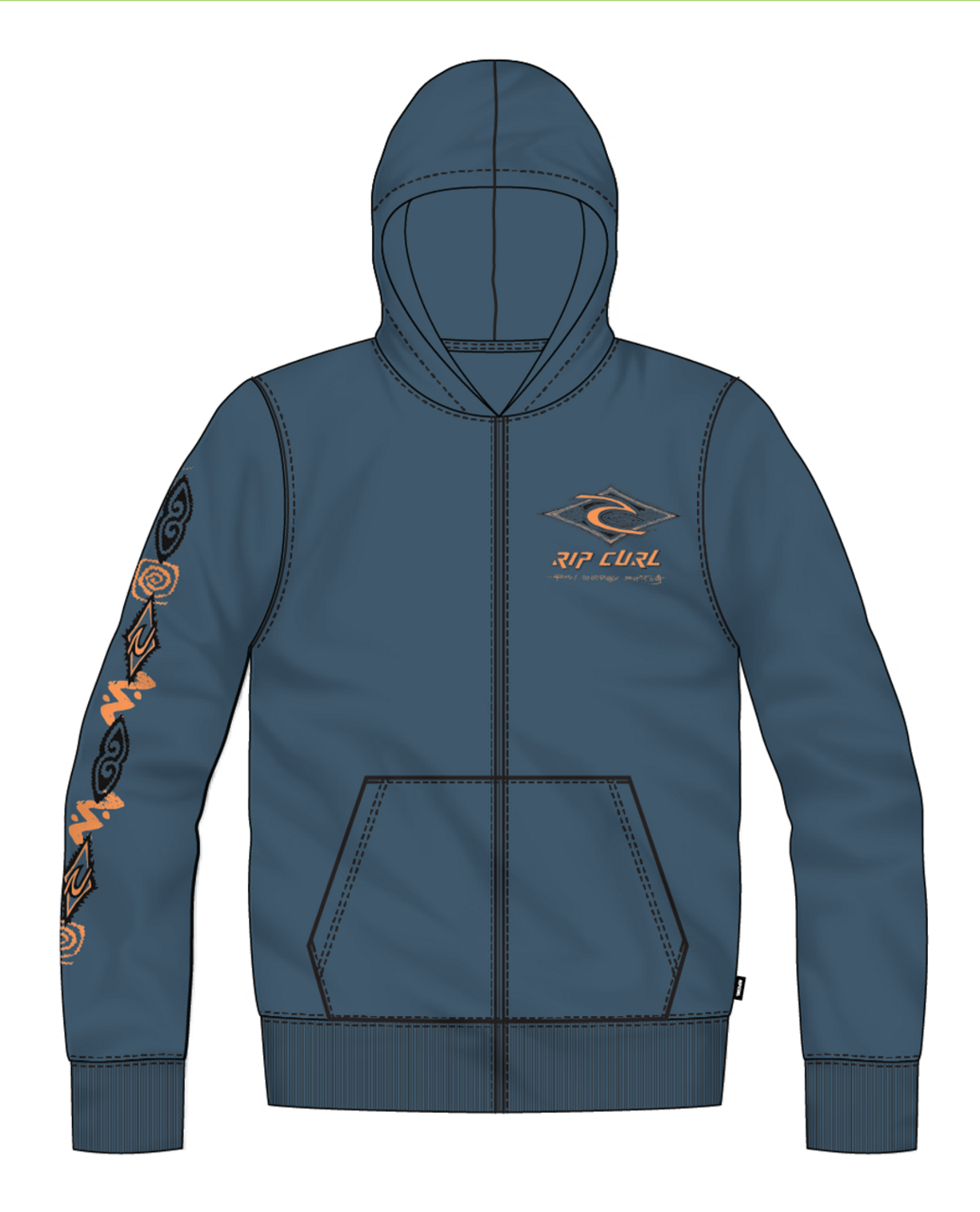 Rip Curl Raw Energy Zip Thru Hood -Boy in VINTAGE NAVY