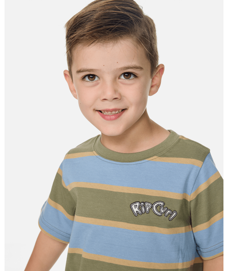 Rip Curl Ride The Wave Stripe Tee - Boy in FADED DENIM