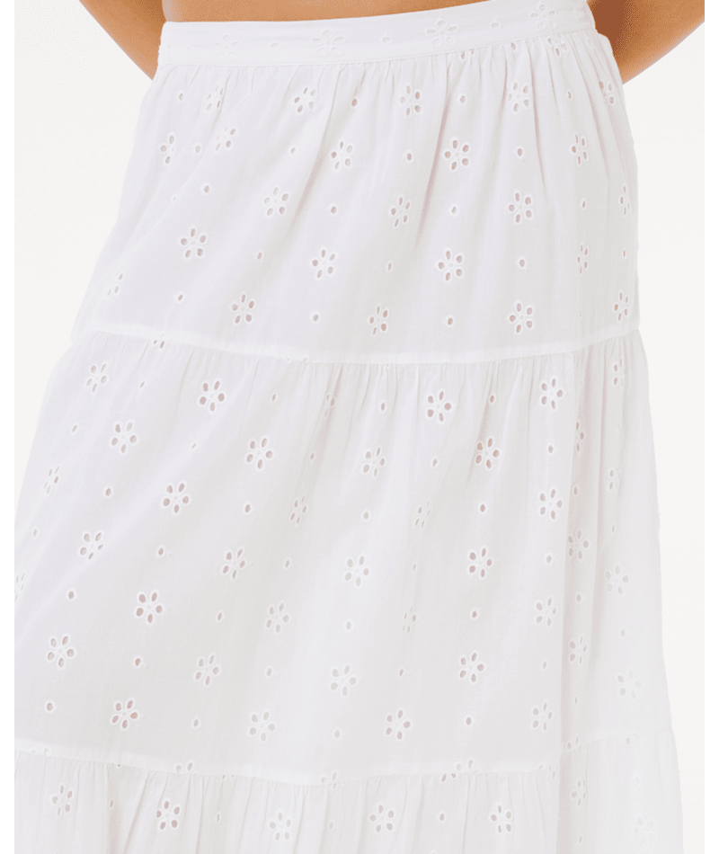 Rip Curl Oasis Broderie Maxi Skirt in WHITE