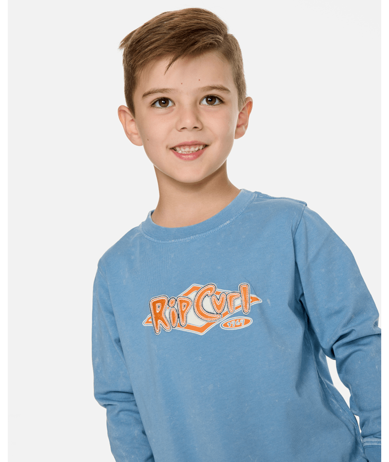 Rip Curl Ride The Wave Ls Tee - Boy in FADED DENIM