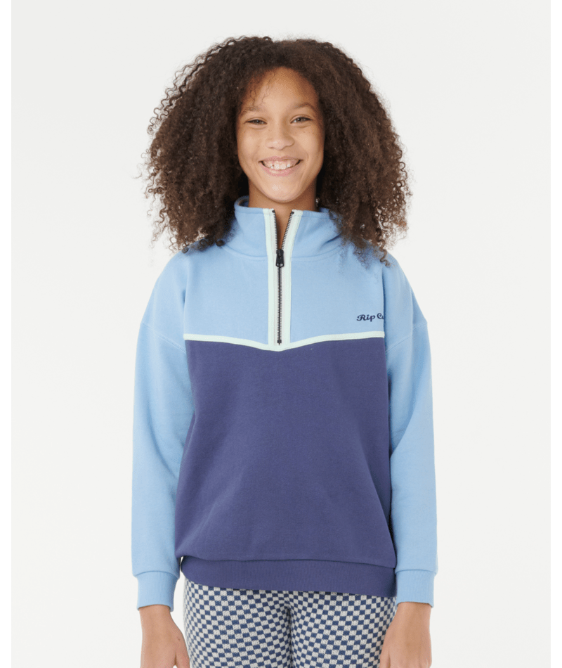 Rip Curl Sunset Skies 1/4 Zip-Girl in BLUE