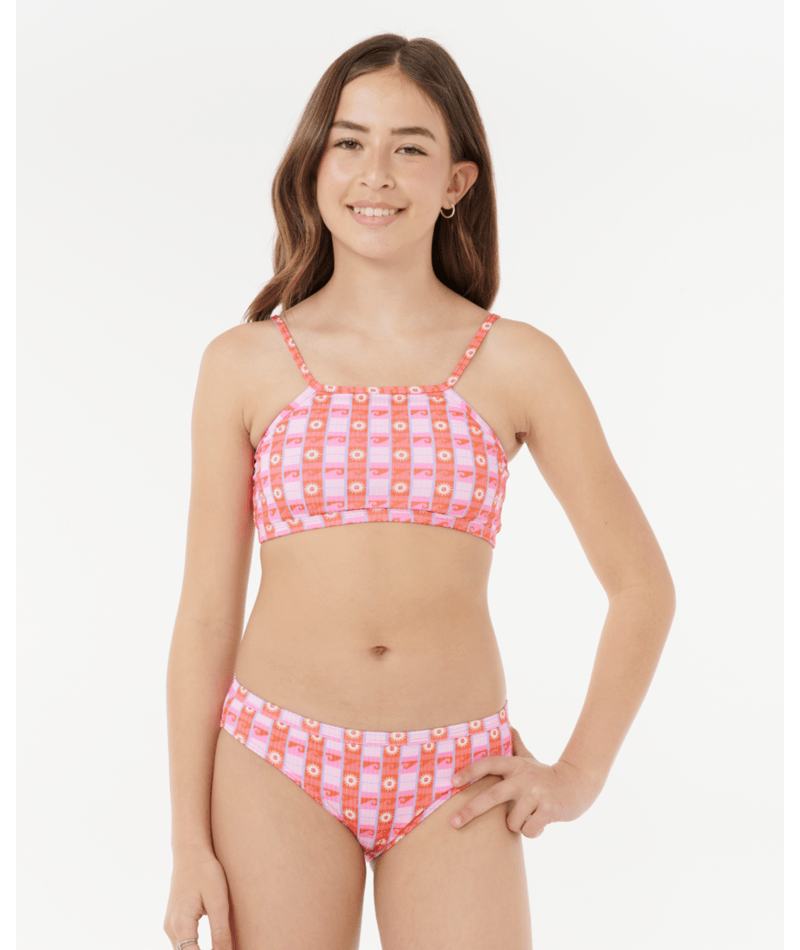Rip Curl Sunset Check Rib Bikini - Girl in PINK