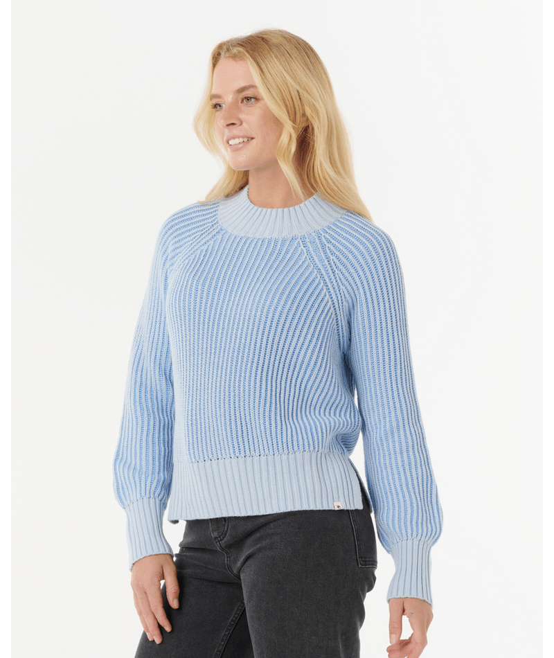 Rip Curl Keepsakes Plated Rib Sweater in BLUE