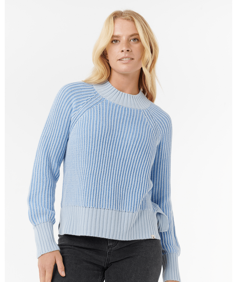 Rip Curl Keepsakes Plated Rib Sweater in BLUE