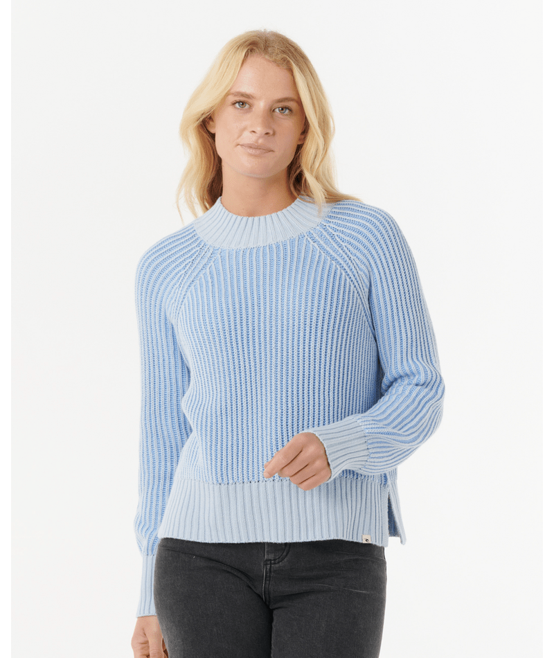 Rip Curl Keepsakes Plated Rib Sweater in BLUE