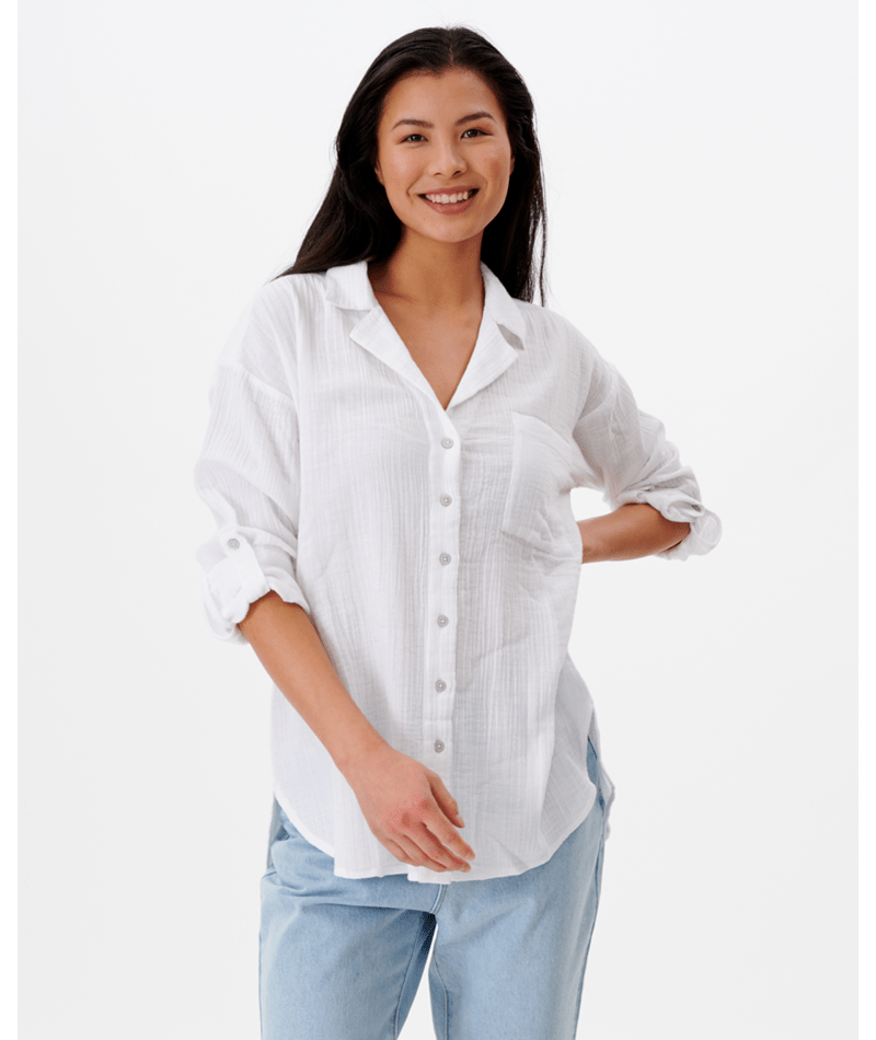 Rip Curl Premium Surf L/S Bt Shirt in WHITE