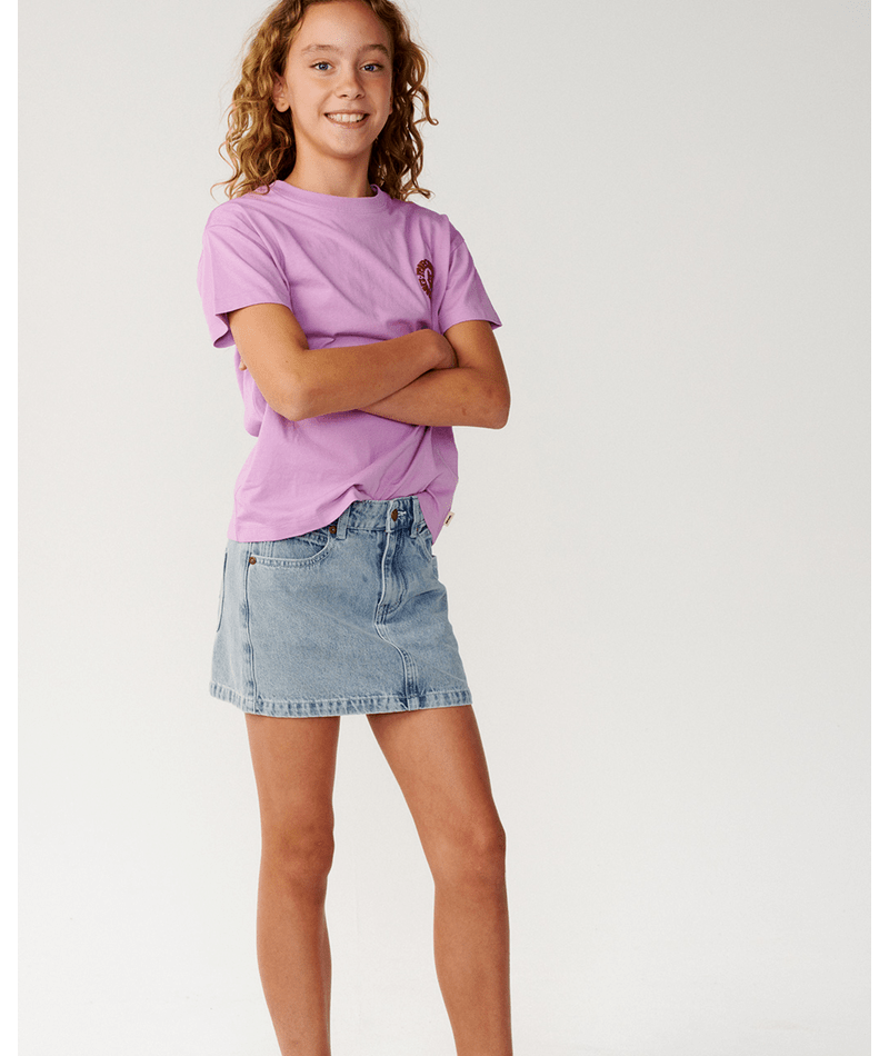 Rip Curl Surf Puff Relaxed Tee- Girl in BRIGHT LILAC