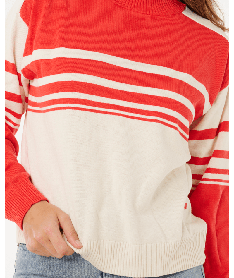 Rip Curl Surf Side Stripe Crew in RED
