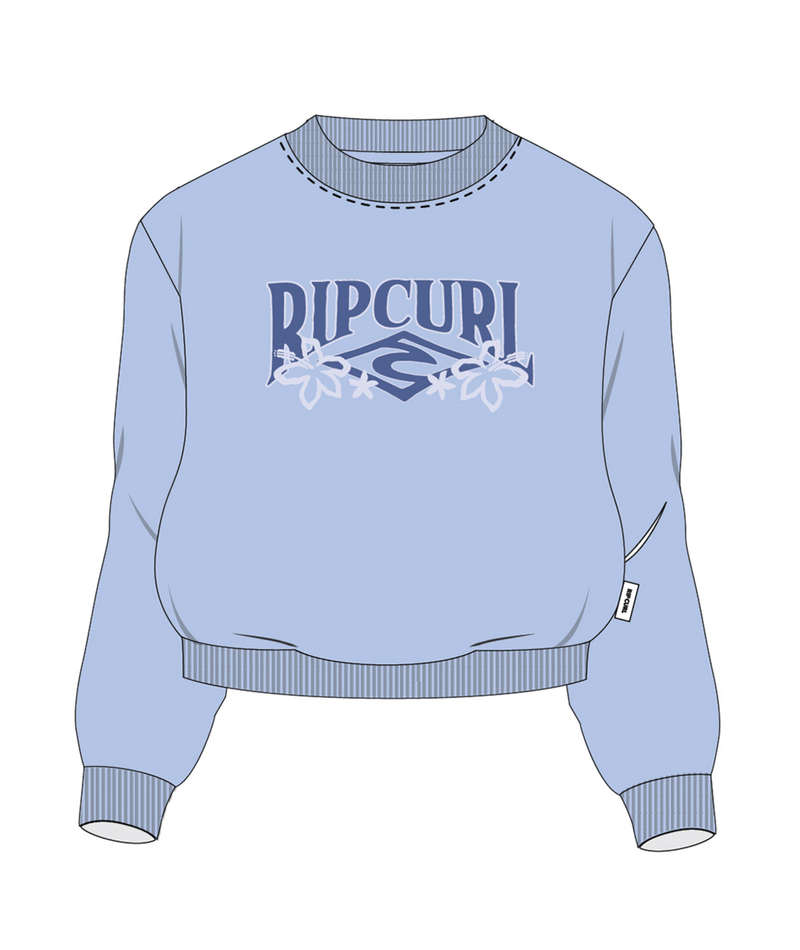 Rip Curl Tropical Cropped Crew - Girl in SKY BLUE