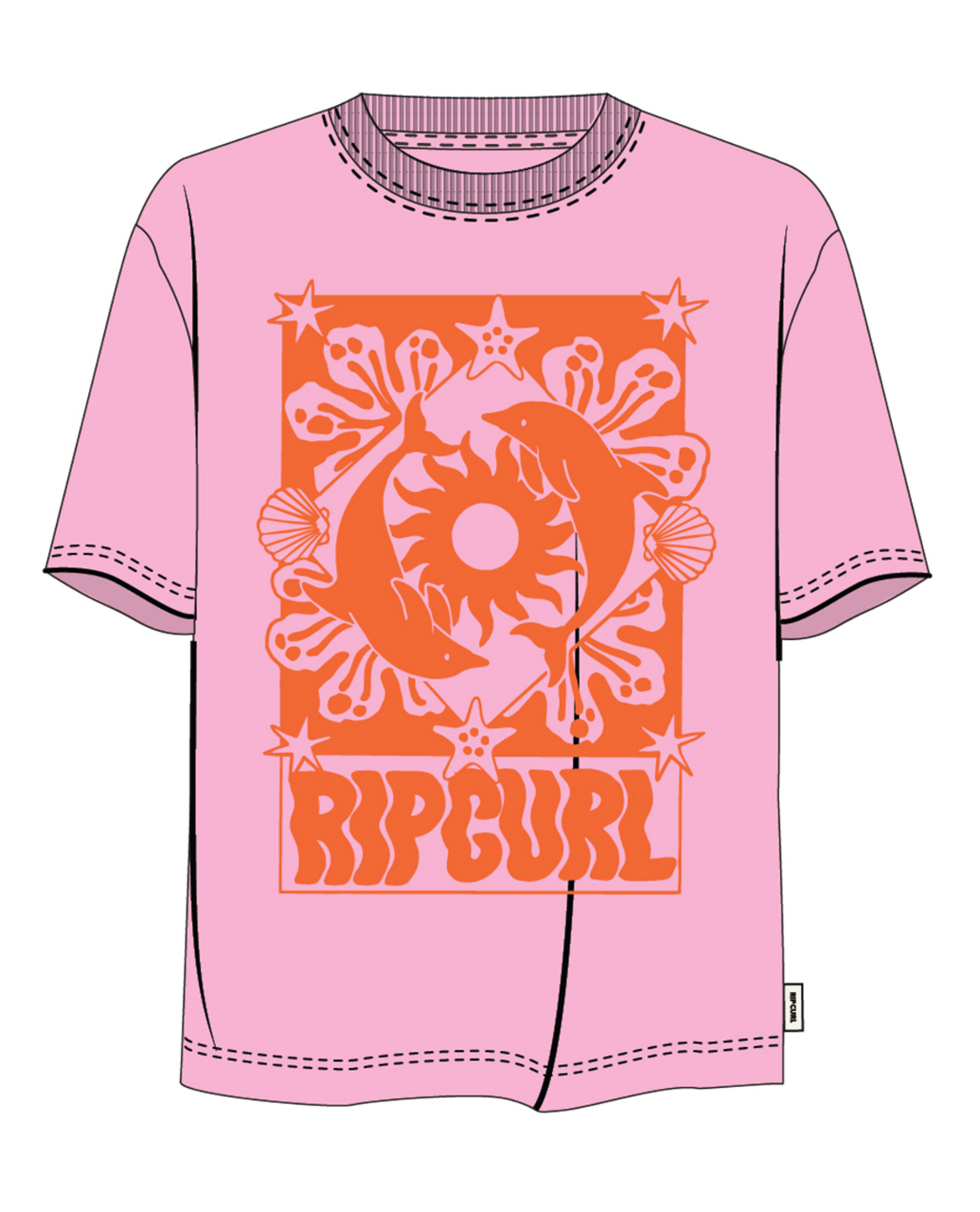 Rip Curl Sun Swell Dolphin Tee-Girl in BRIGHT PINK