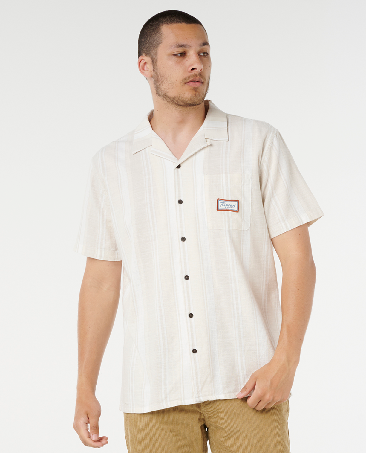 Rip Curl Mod Cali Stripe S/S Shirt in BONE