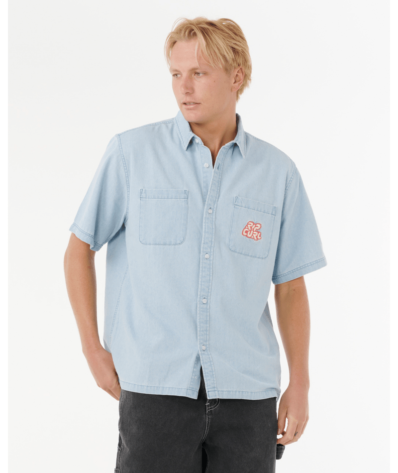 Rip Curl Raw Energy Denim S/S Shirt in BLUE WIND