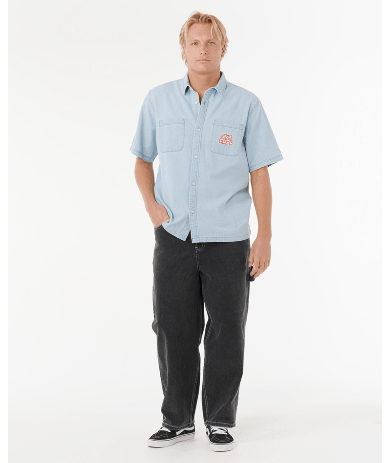 Rip Curl Raw Energy Denim S/S Shirt in BLUE WIND