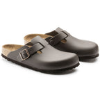 Birkenstock Boston Dark Brown Smooth Leather Regular in Dark Brown