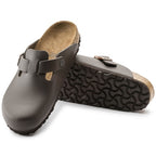Birkenstock Boston Dark Brown Smooth Leather Regular in Dark Brown