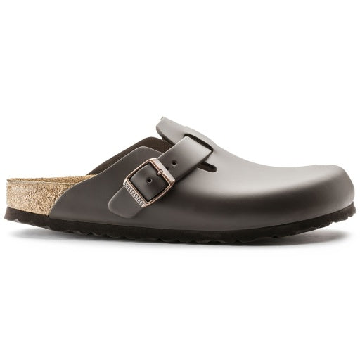 Birkenstock Boston Dark Brown Smooth Leather Regular in Dark Brown