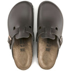 Birkenstock Boston Dark Brown Smooth Leather Regular in Dark Brown
