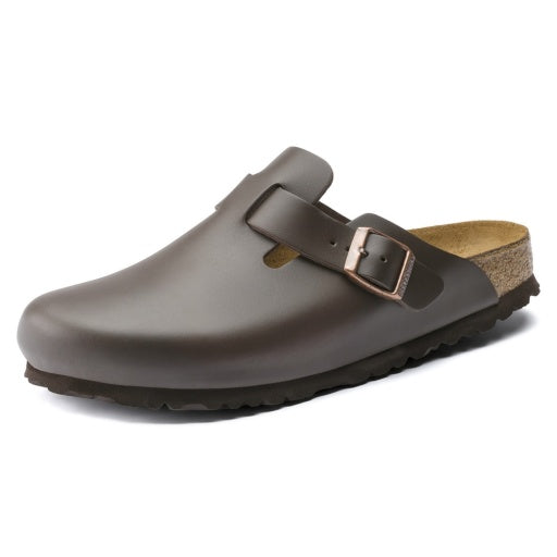 Birkenstock Boston Dark Brown Smooth Leather Regular in Dark Brown