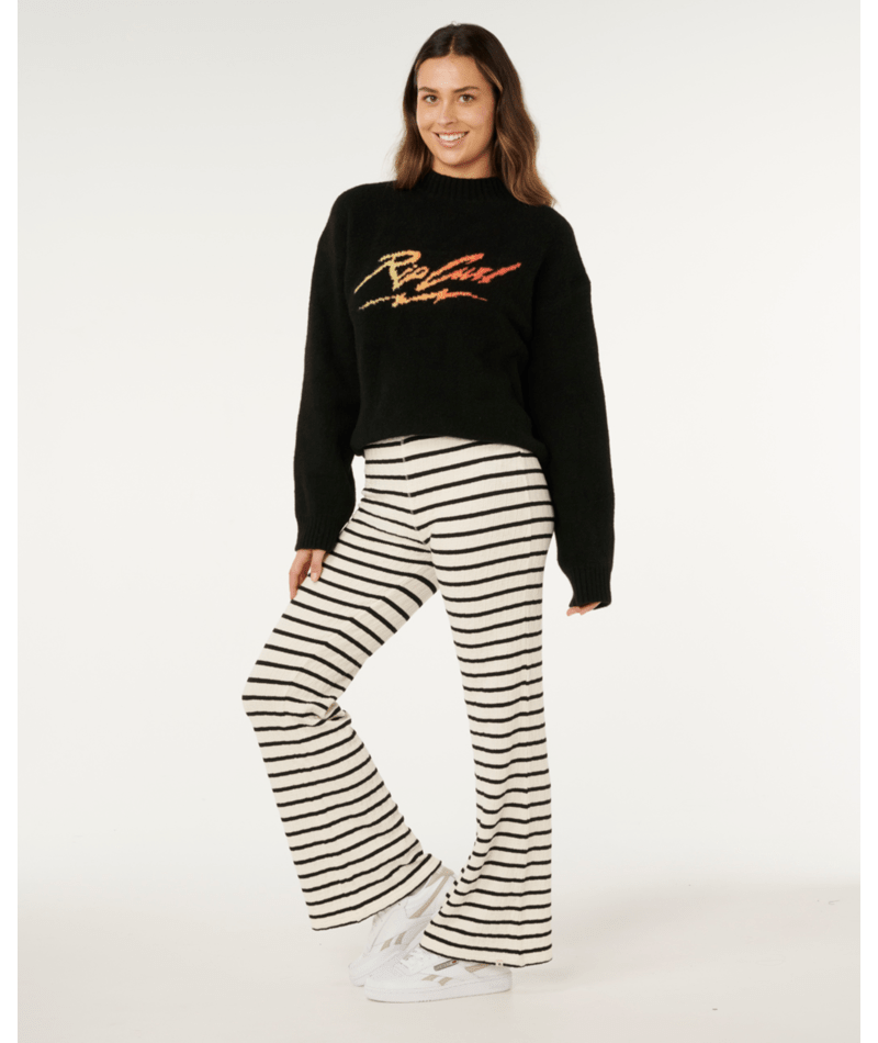 Rip Curl Bobbi Stripe Pant in BLACK/OFF WHITE