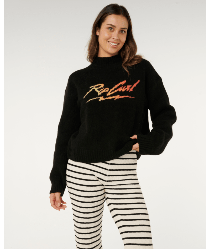 Rip Curl Bobbi Stripe Pant in BLACK/OFF WHITE
