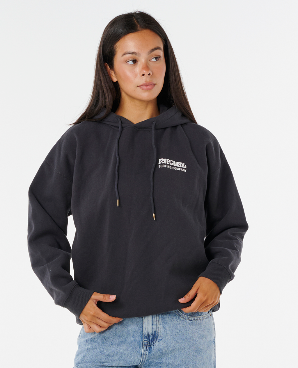 Rip Curl Surf Puff Heritage Hood in WASHED BLACK/CREAM