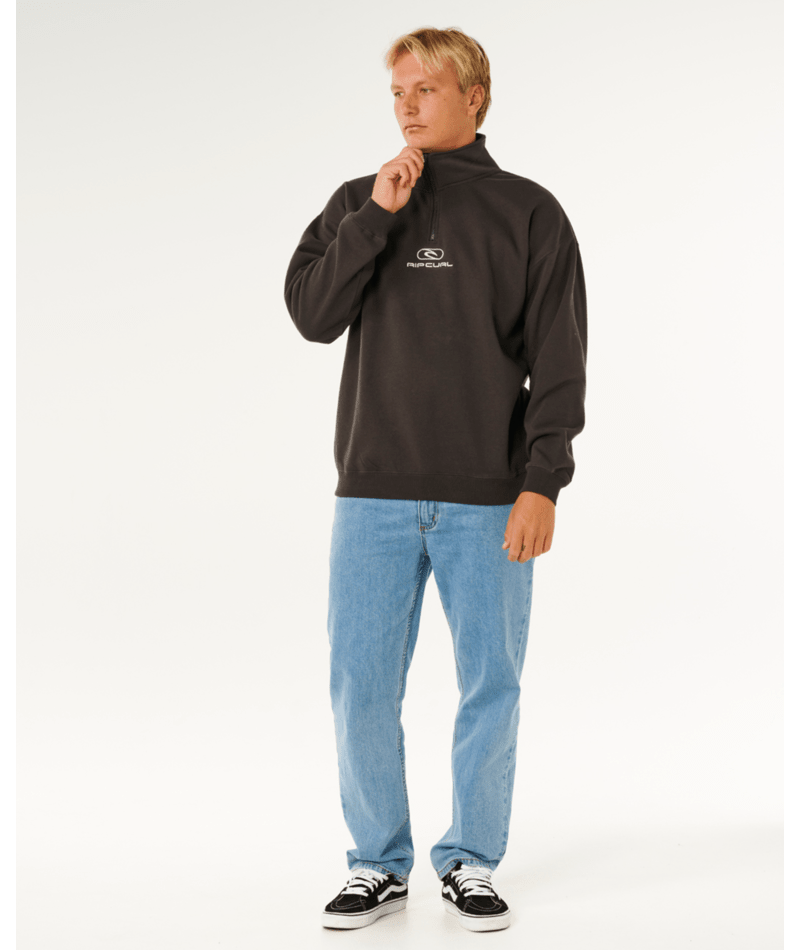 Rip Curl Pill Icon 1/4 Zip Crew in BLACK