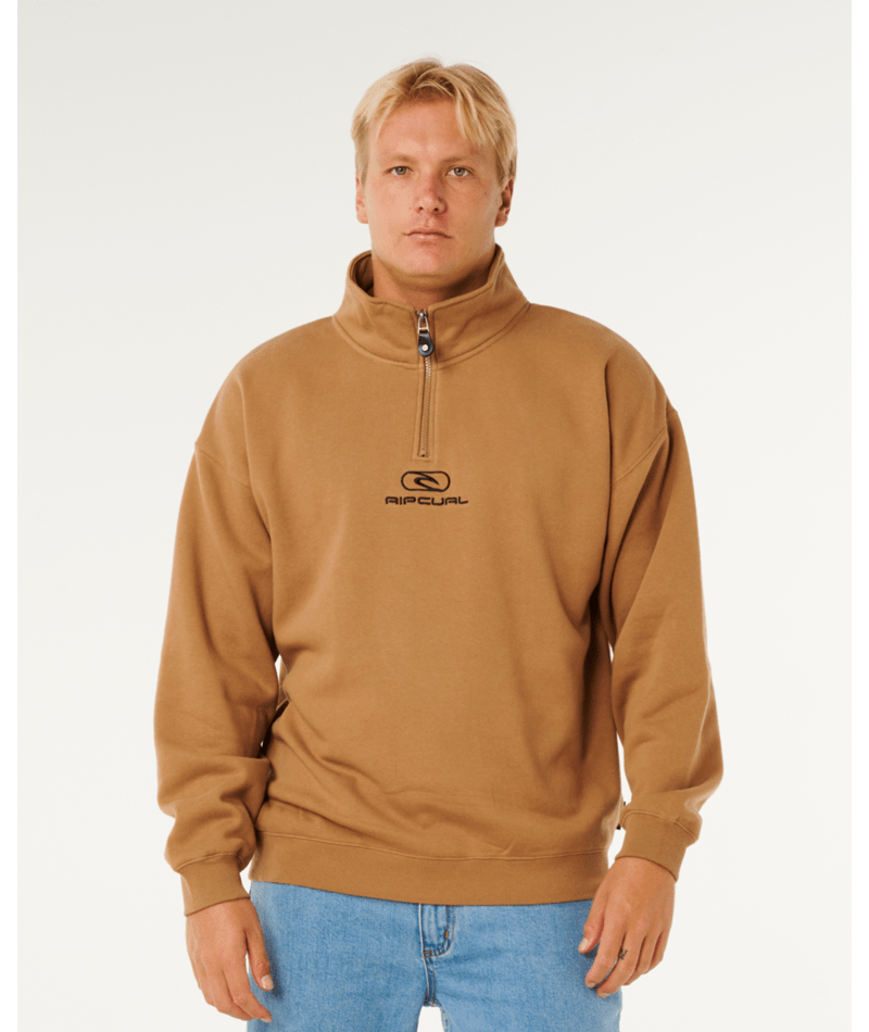 Rip Curl Pill Icon 1/4 Zip Crew in MOCHA