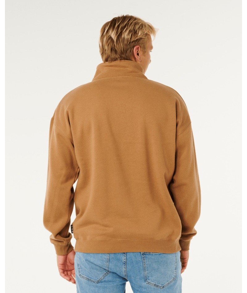 Rip Curl Pill Icon 1/4 Zip Crew in MOCHA