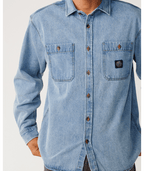 Rip Curl Premium Surf Denim L/S Shirt in WASHED BLUE