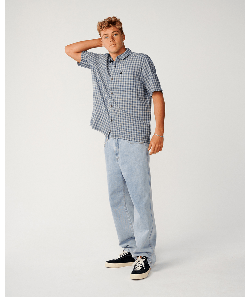 Rip Curl Classic Surf Check S/S Shirt in LIGHT NAVY