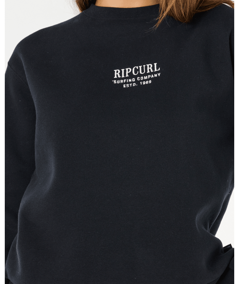 Rip Curl Surf Staple Relaxed Crew in BLACK