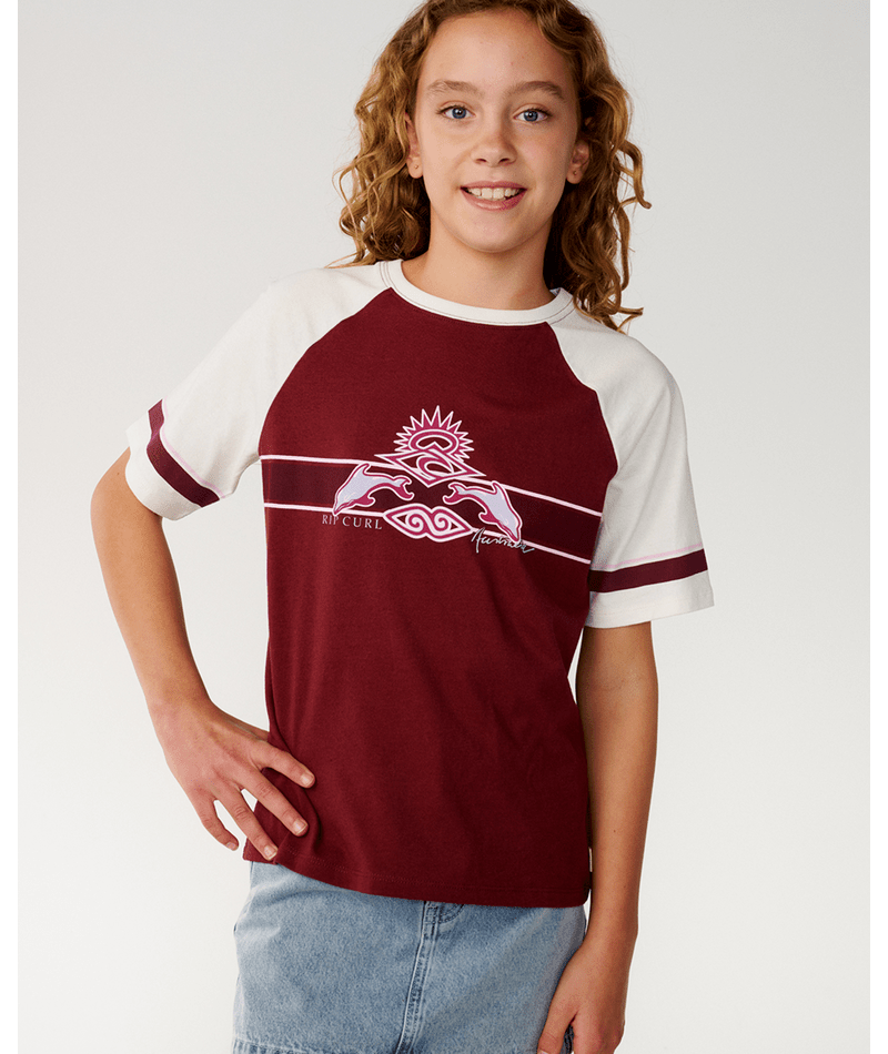 Rip Curl Dolphin Archive Relaxed Tee in DARK PlUM