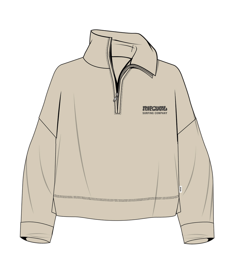 Rip Curl Surf Puff 1/4 Zip in NATURAL