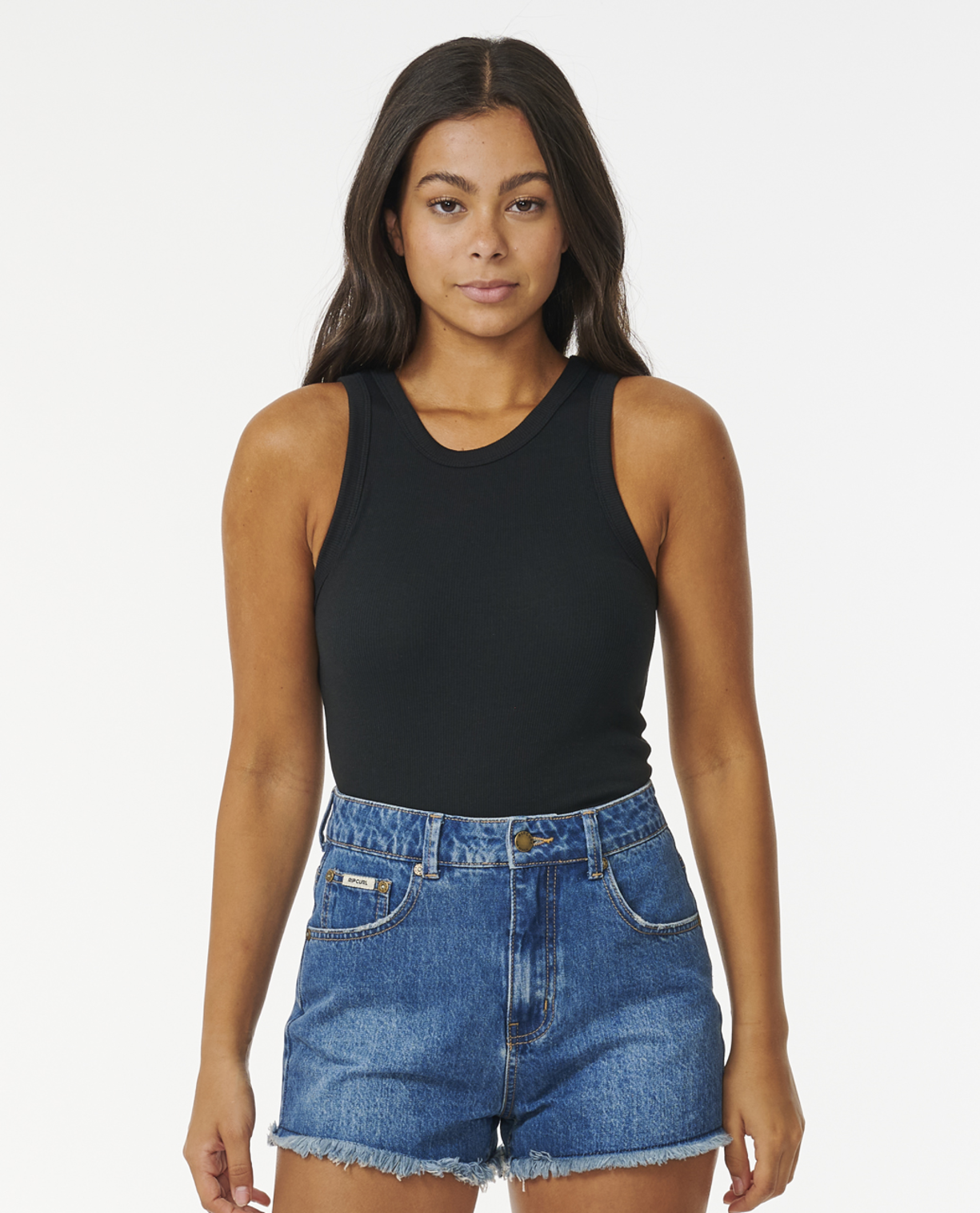 Rip Curl Classic Ribbed Tank in BLACK