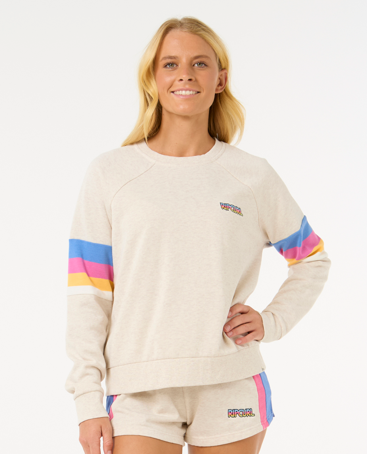 Rip Curl Las Dalias Raglan Crew in OATMEAL MARLE