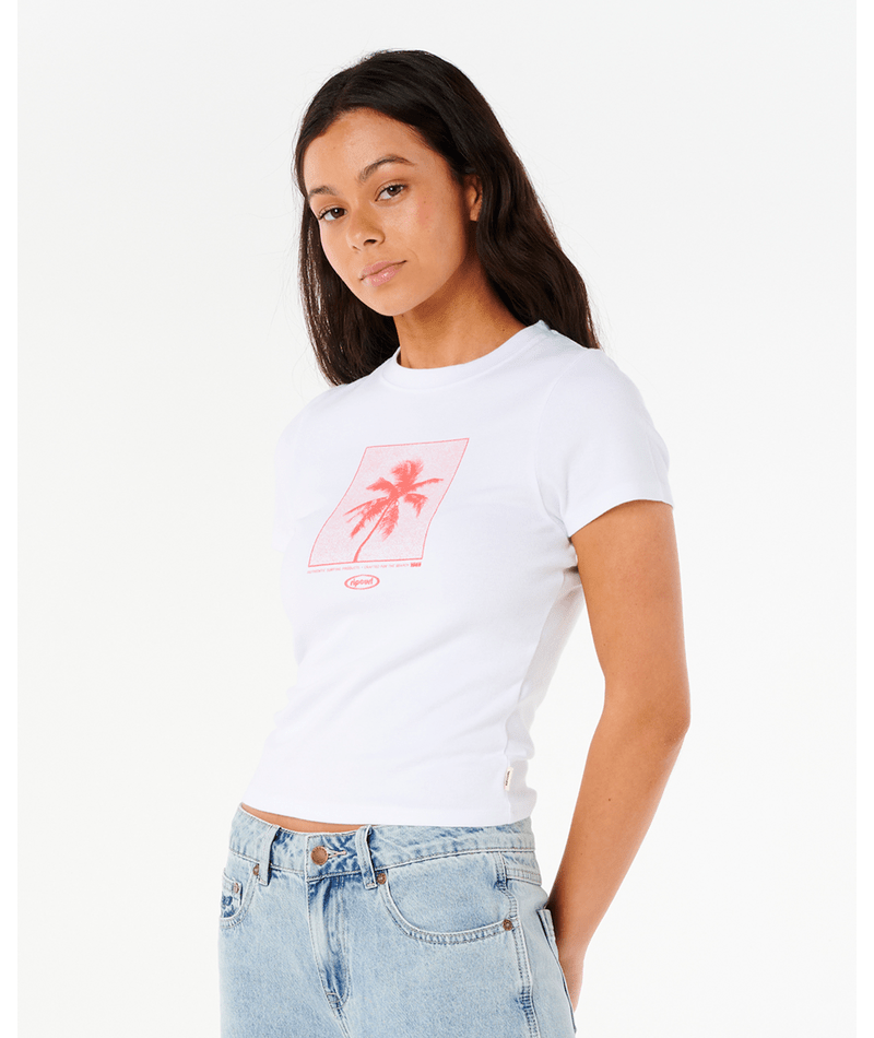 Rip Curl Neon Palm Fitted Tee in WHITE
