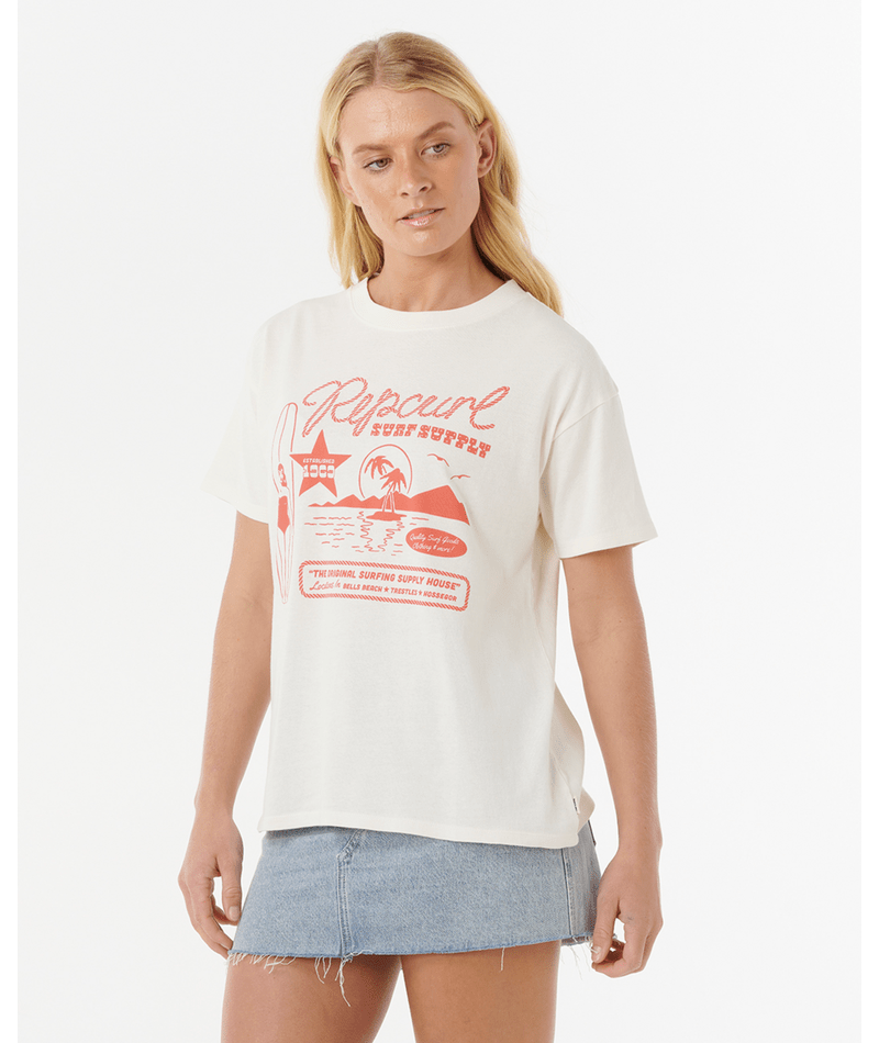 Rip Curl Surf Supply Relaxed Tee in BONE