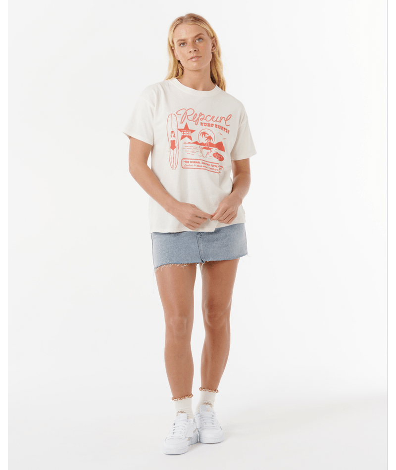 Rip Curl Surf Supply Relaxed Tee in BONE