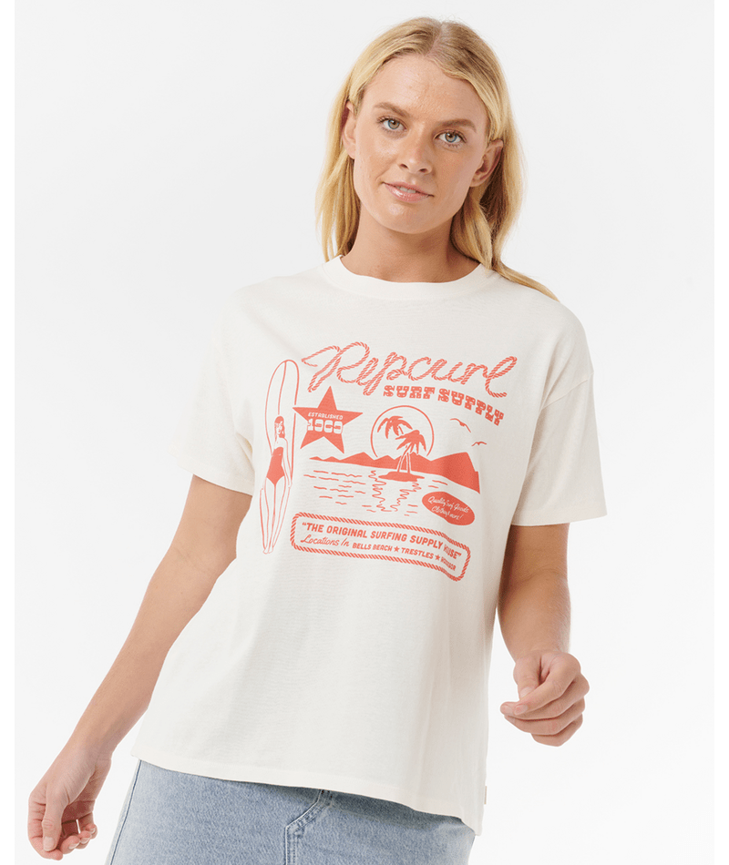 Rip Curl Surf Supply Relaxed Tee in BONE