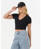Rip Curl Sunset Luau Textured Tee in BLACK