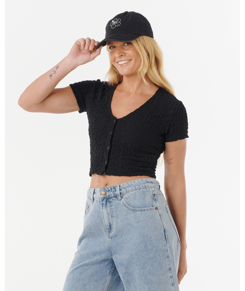 Rip Curl Sunset Luau Textured Tee in BLACK