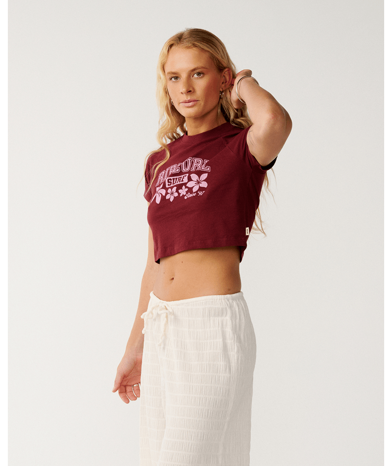 Rip Curl Retro Swell Baby Tee in DARK PlUM