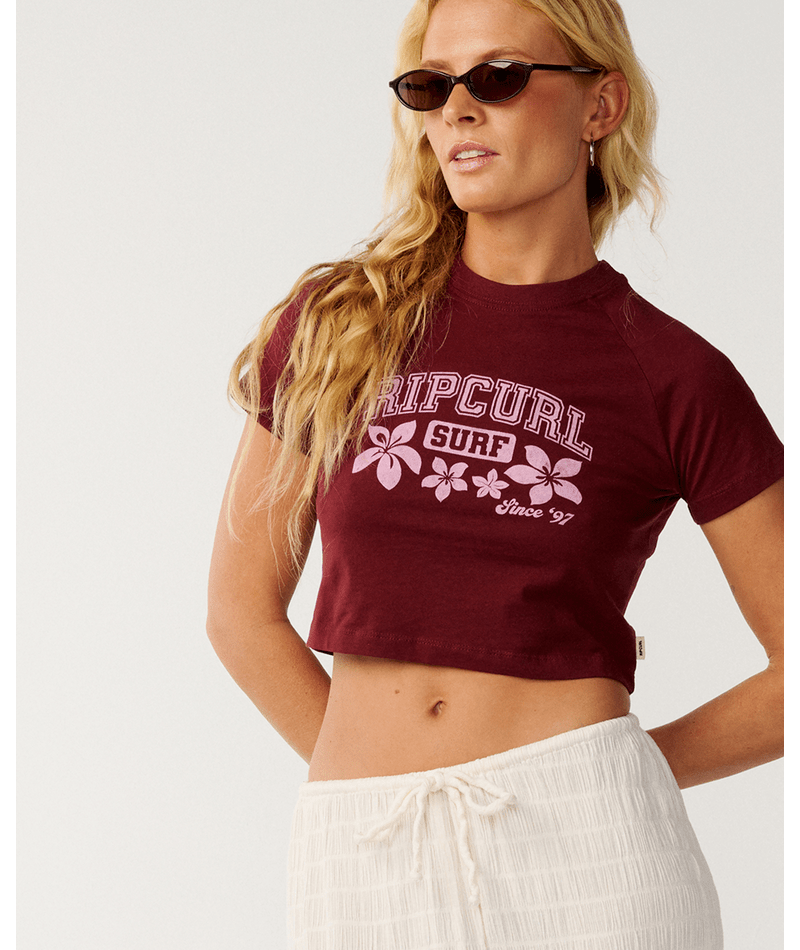 Rip Curl Retro Swell Baby Tee in DARK PlUM