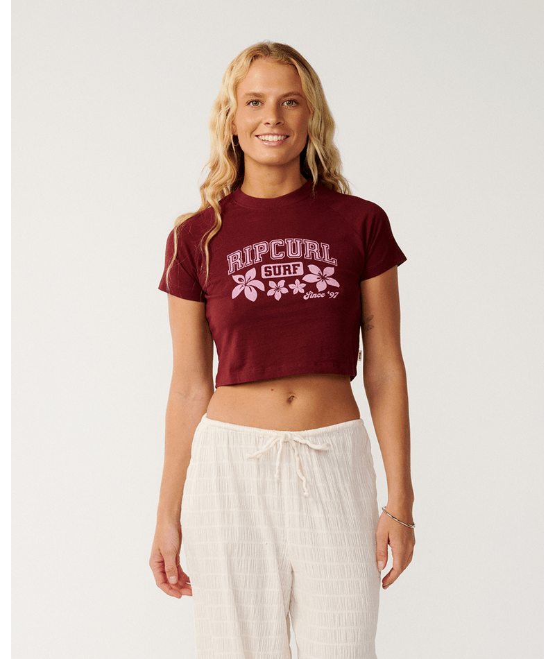 Rip Curl Retro Swell Baby Tee in DARK PlUM