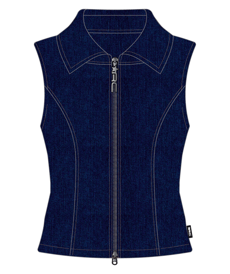 Rip Curl Archive: Denim Zip Vest in True Indigo