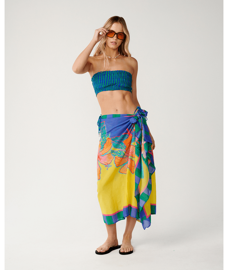 Rip Curl Bliss Stripe Shirred Bandeau in BLUE