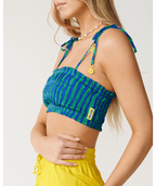 Rip Curl Bliss Stripe Shirred Bandeau in BLUE