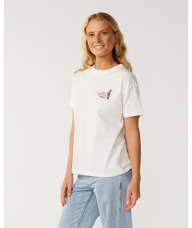 Rip Curl Greetings From Aus Relaxed Tee in BONE