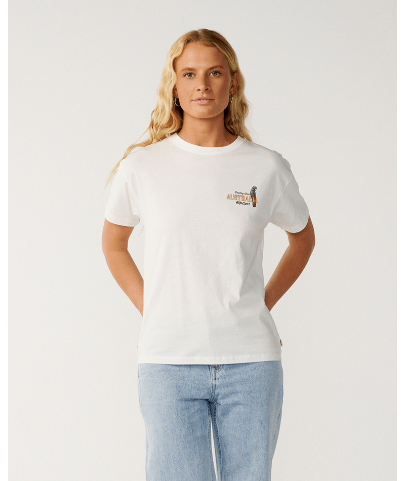 Rip Curl Greetings From Aus Relaxed Tee in BONE
